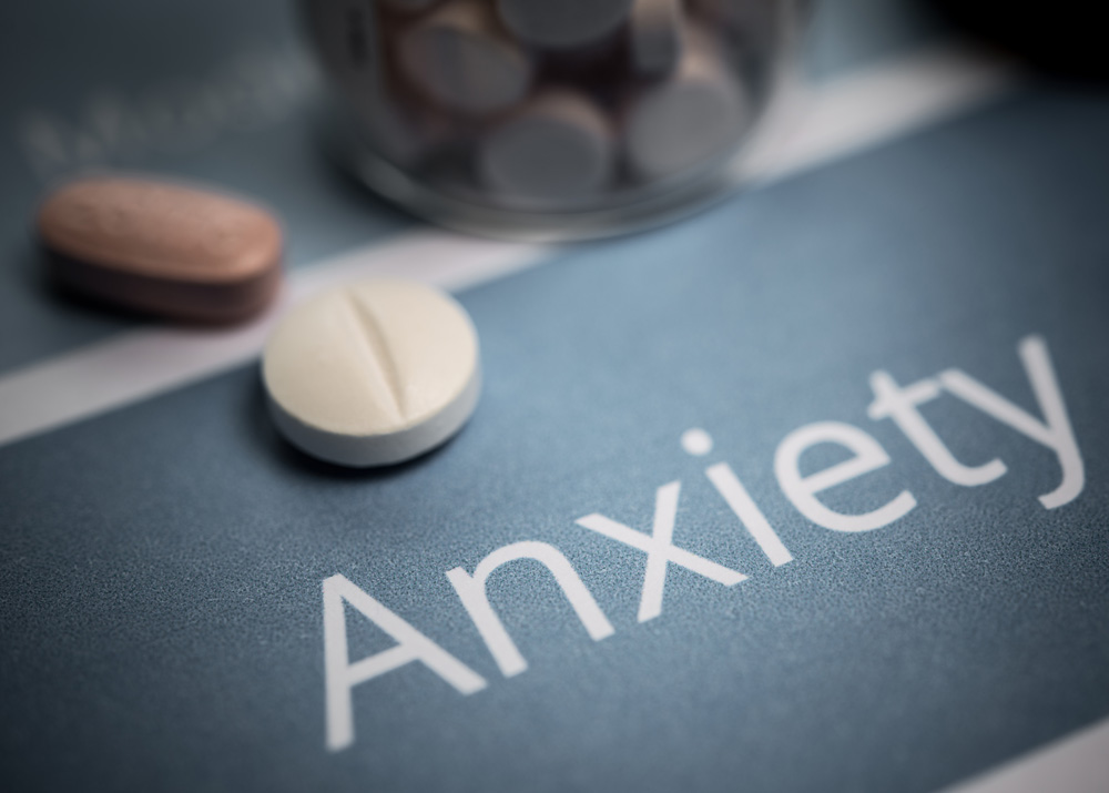 Anxiety disorders pill on a cardboard