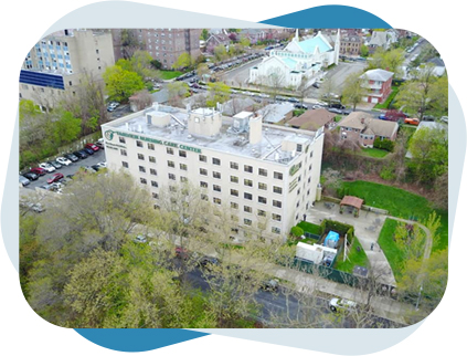 Aerial view of Fairview rehab & nursing home building