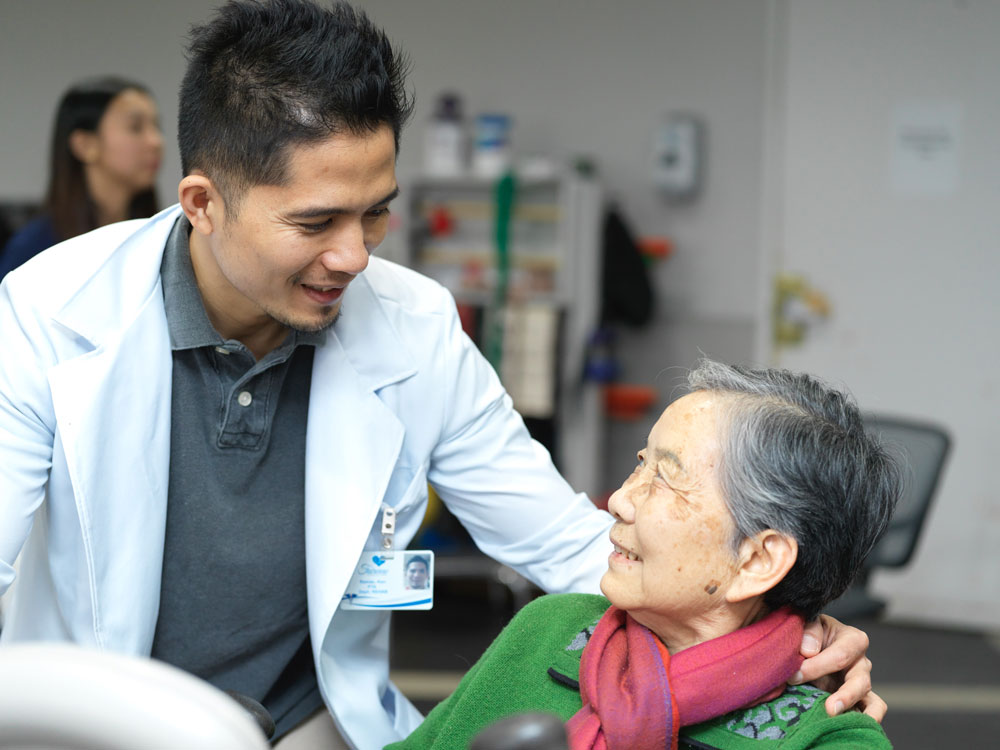 Elderly women having fatigue after a heart attack getting rehabilitation therapies at Fairview Rehab