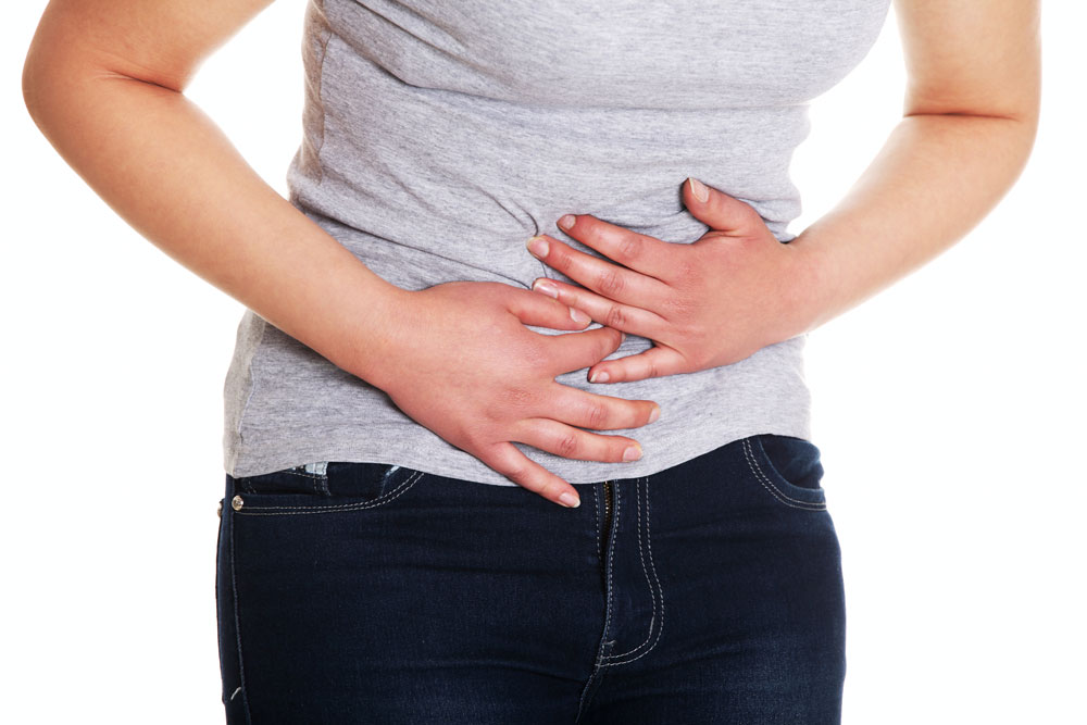 Abdominal Problems Lady suffering from abdominal problems