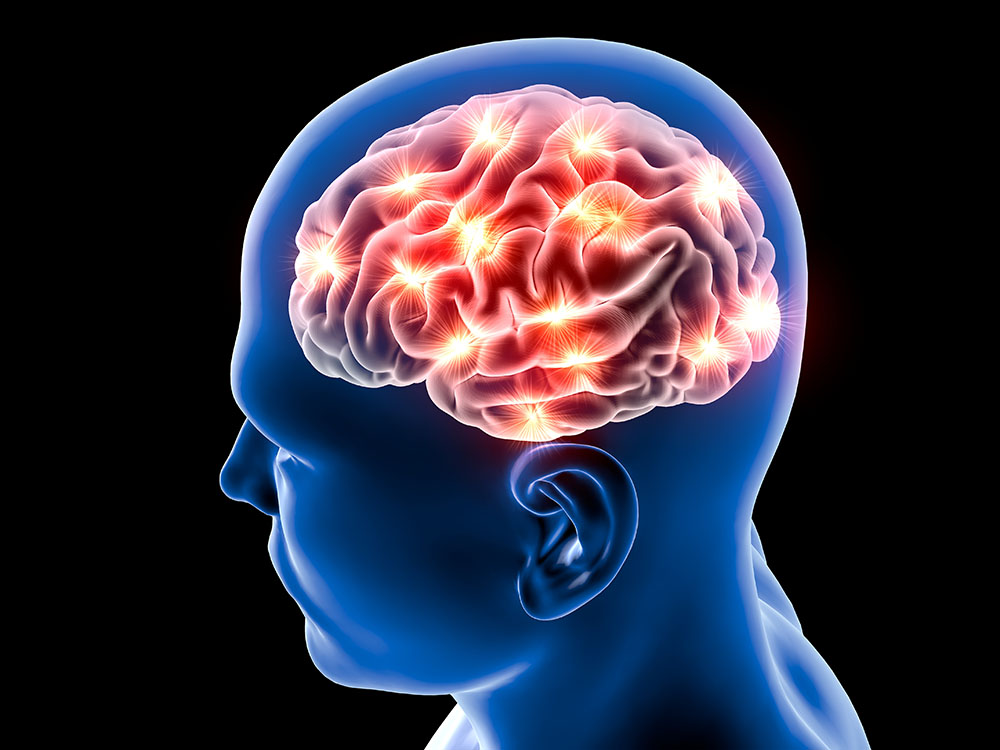 Neurological Problems Visualization of human brain with neurological problems and extreme brain fatigue