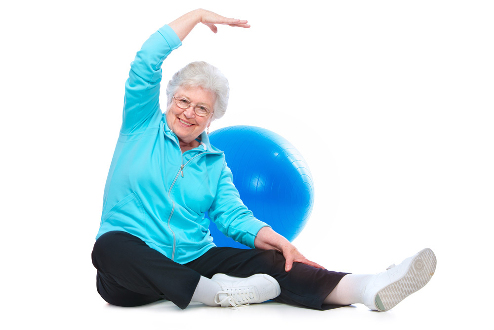 elderly woman doing exercise to avoid arthritis and joints problems.