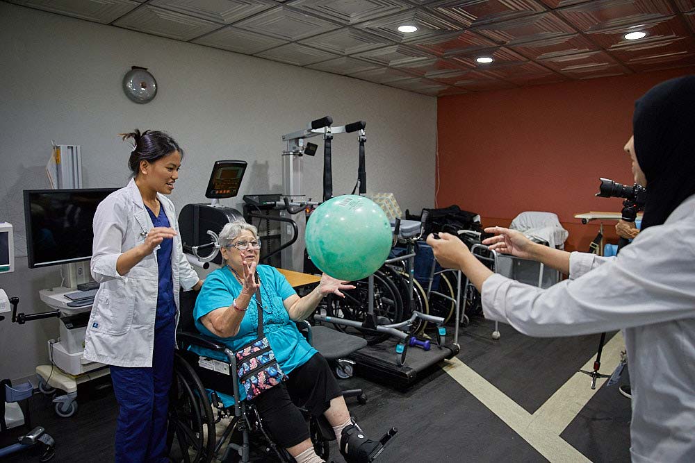 Elderly woman getting part in Cardiac Rehab Exercise Program at Fairview Rehab